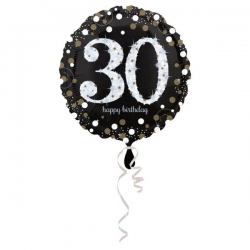 Balon foliowy czarny na 30 urodziny 45 cm